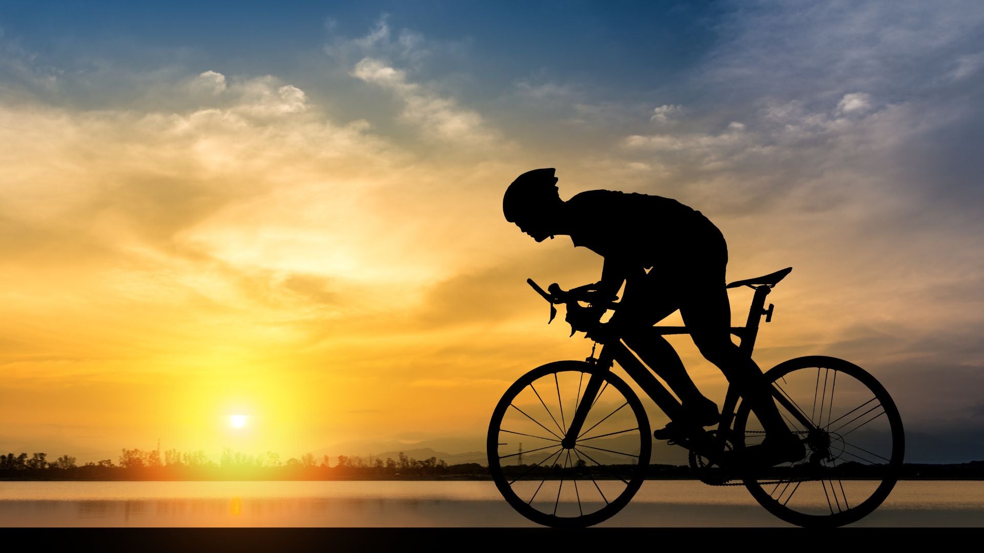 Cycling at sunset
