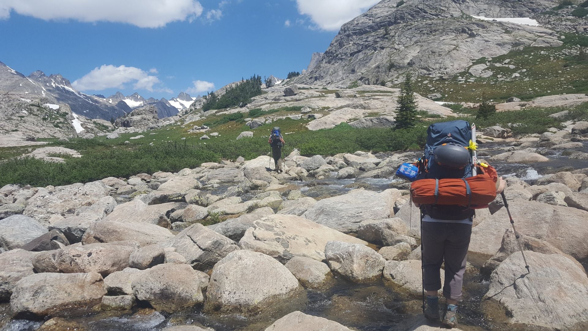 Person hiking with large backpack