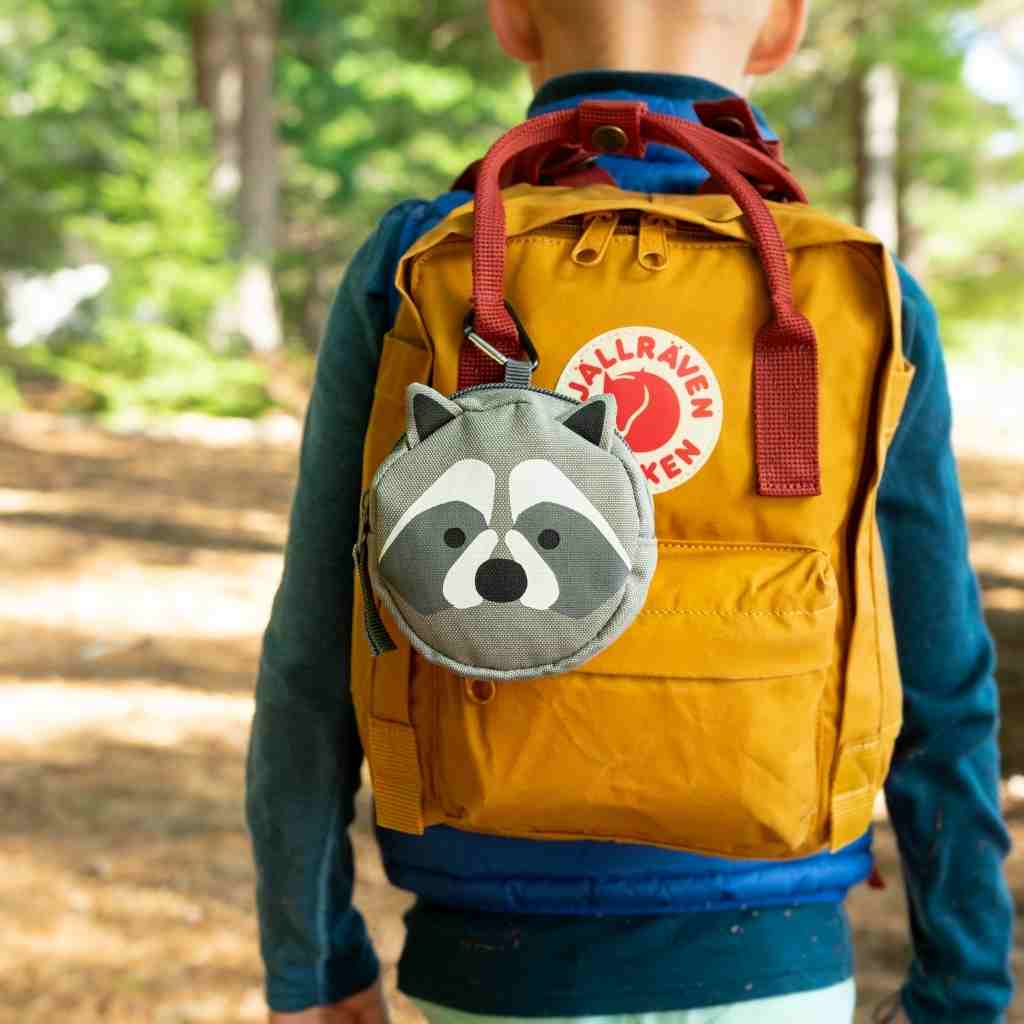 Backyard Adventure Raccoon First Aid Kit on child's backpack