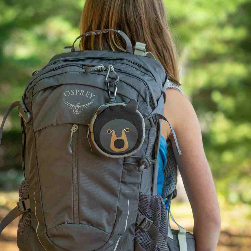 Backyard Adventure Bear First Aid Kit kit attached to child's backpack