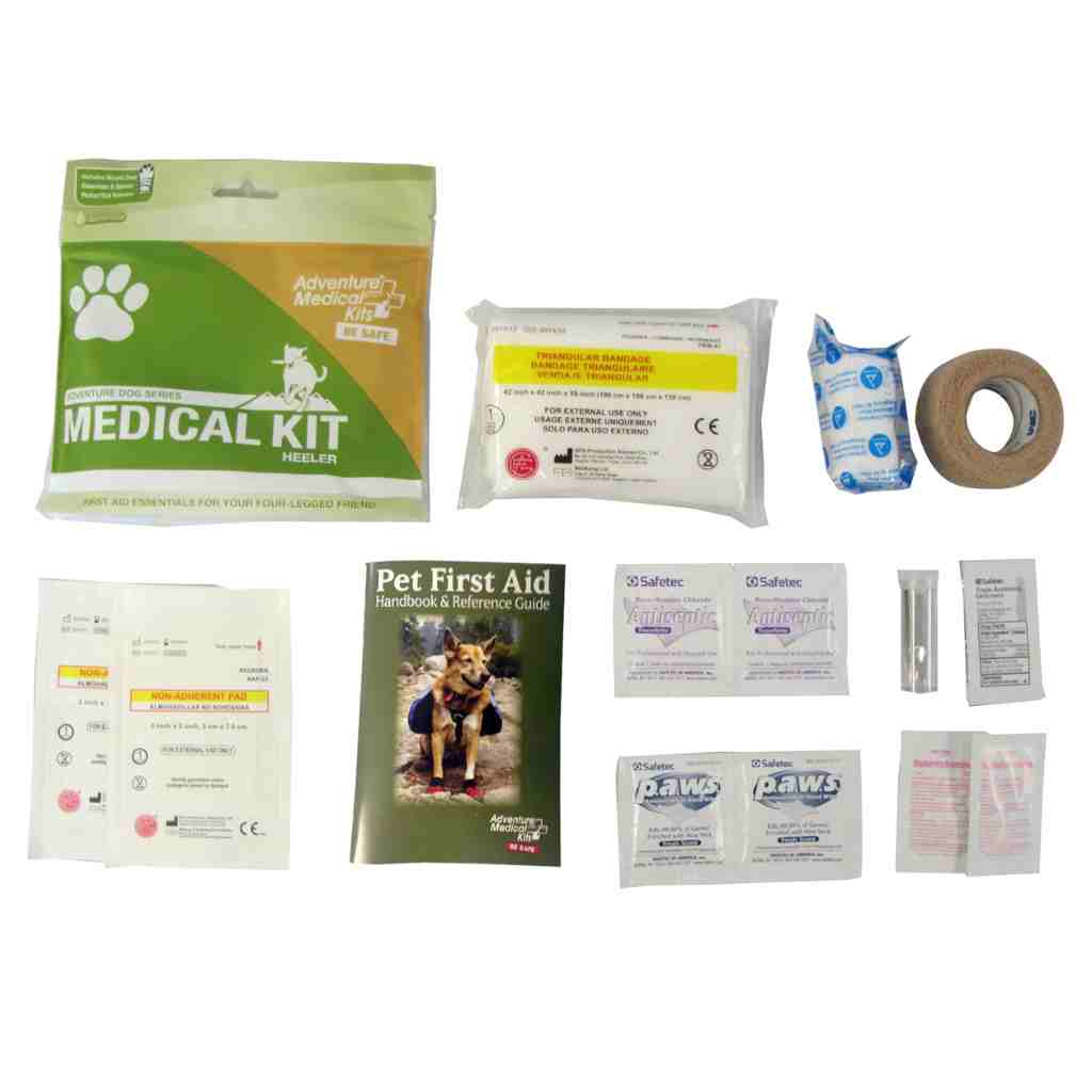 Adventure Dog Medical Kit - Heeler contents on white