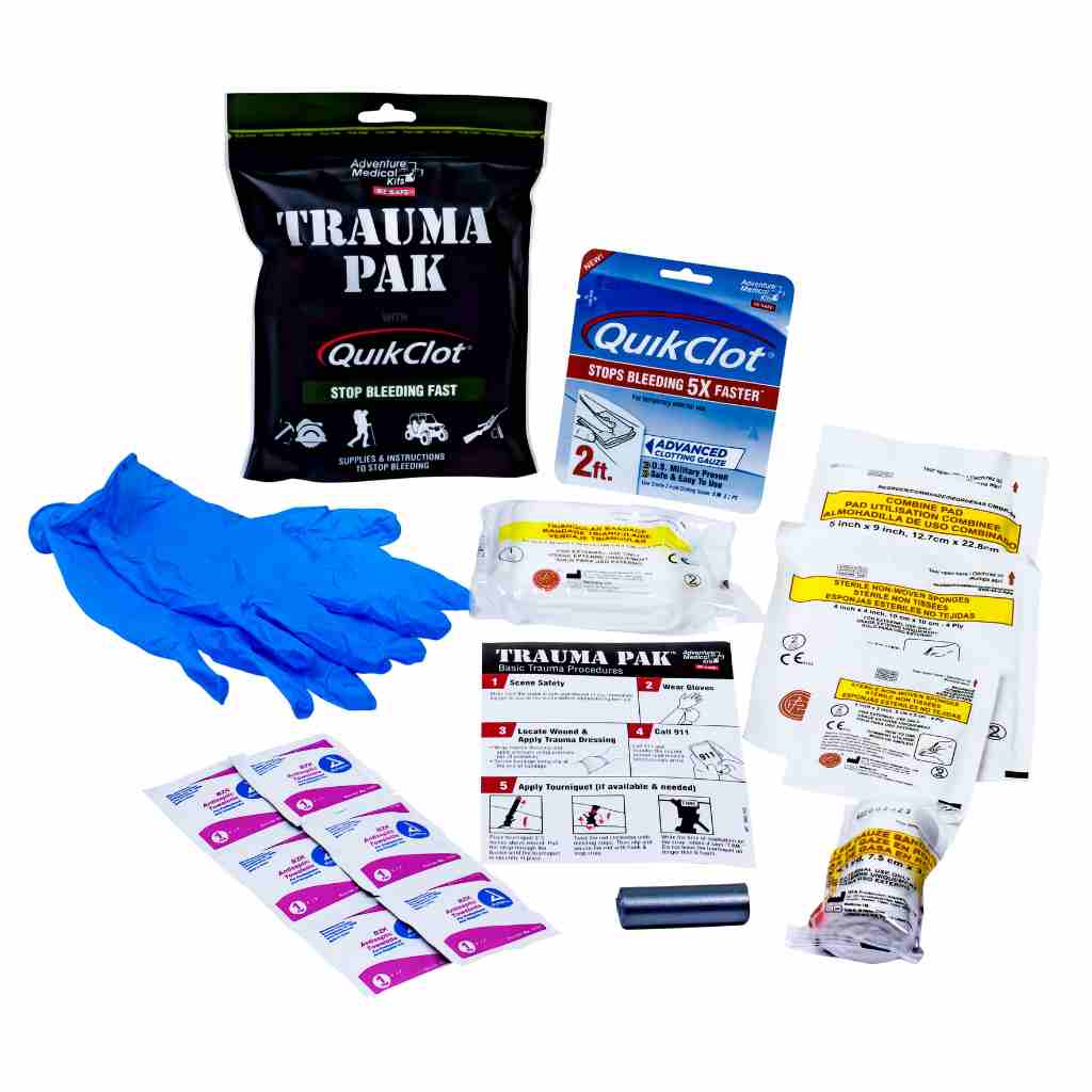 Trauma Pak First Aid Kit with QuikClot contents