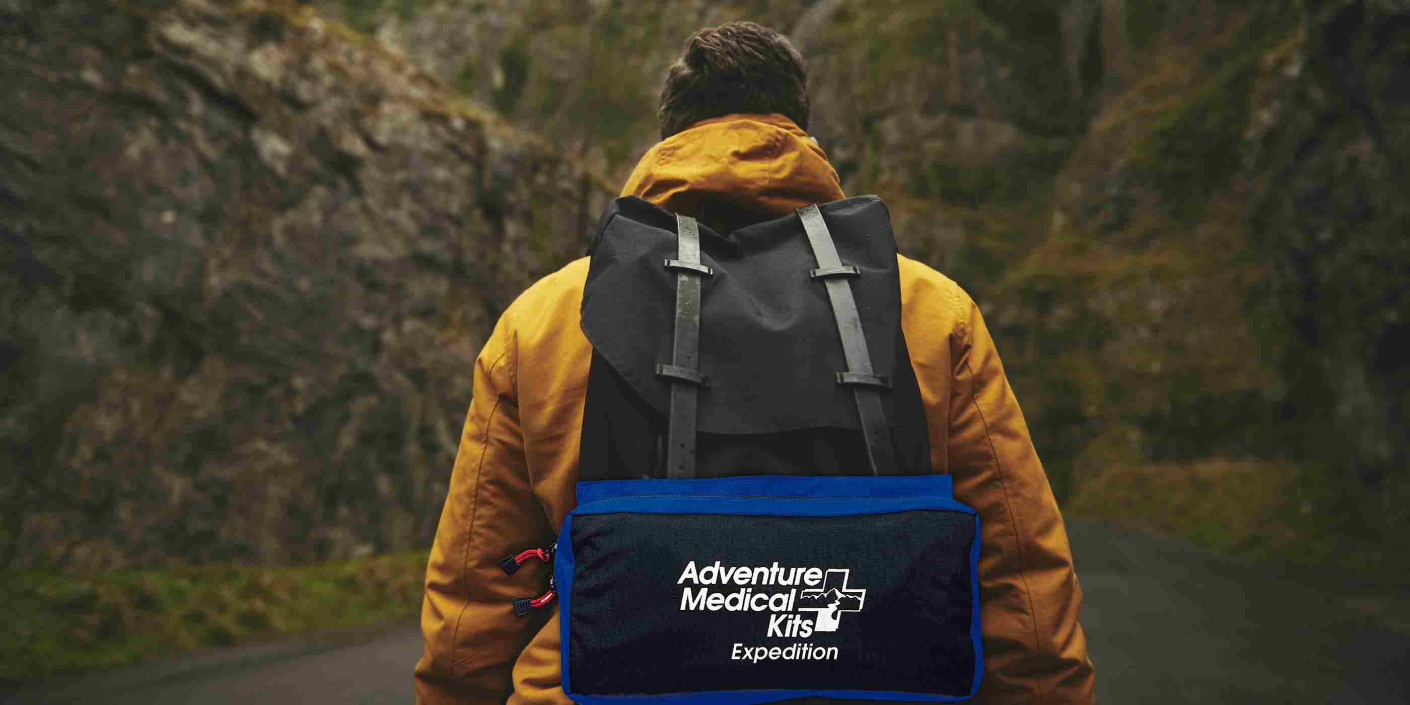 Pro Series Emergency Medical Kit - Expedition kit on person's backpack while hiking