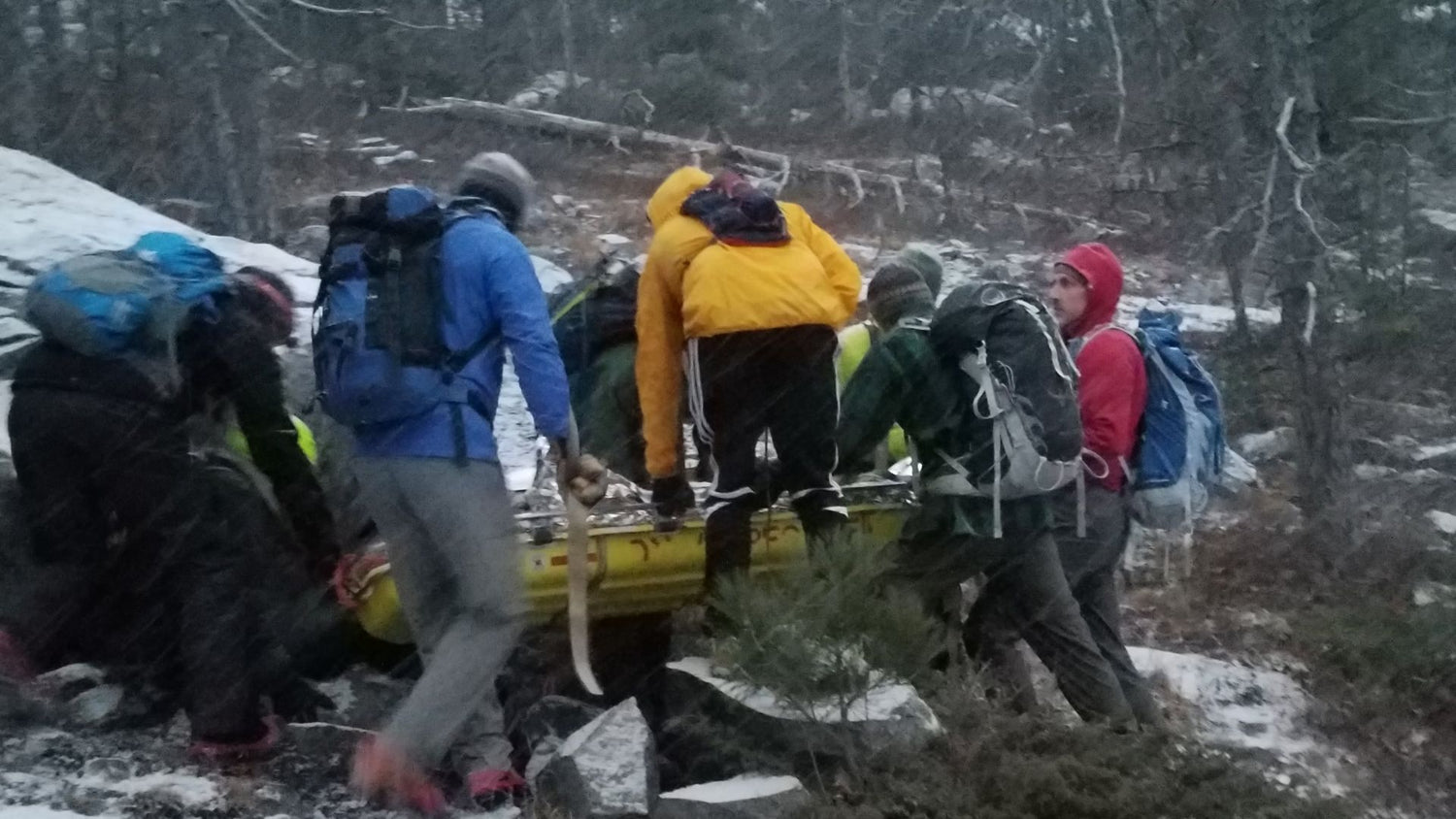 Injured hiker being carried off Moat Mountain