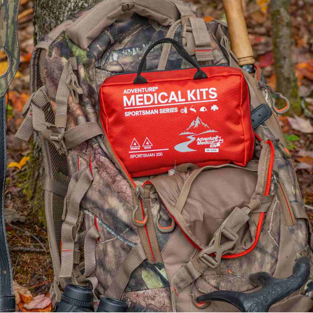 Sportsman Series Medical Kit - 200 kit on camo backpack