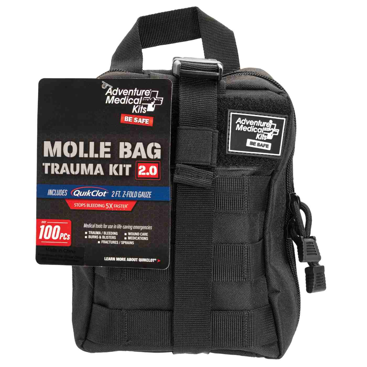 MOLLE Bag Trauma Kit 2.0 - Black front in packaging
