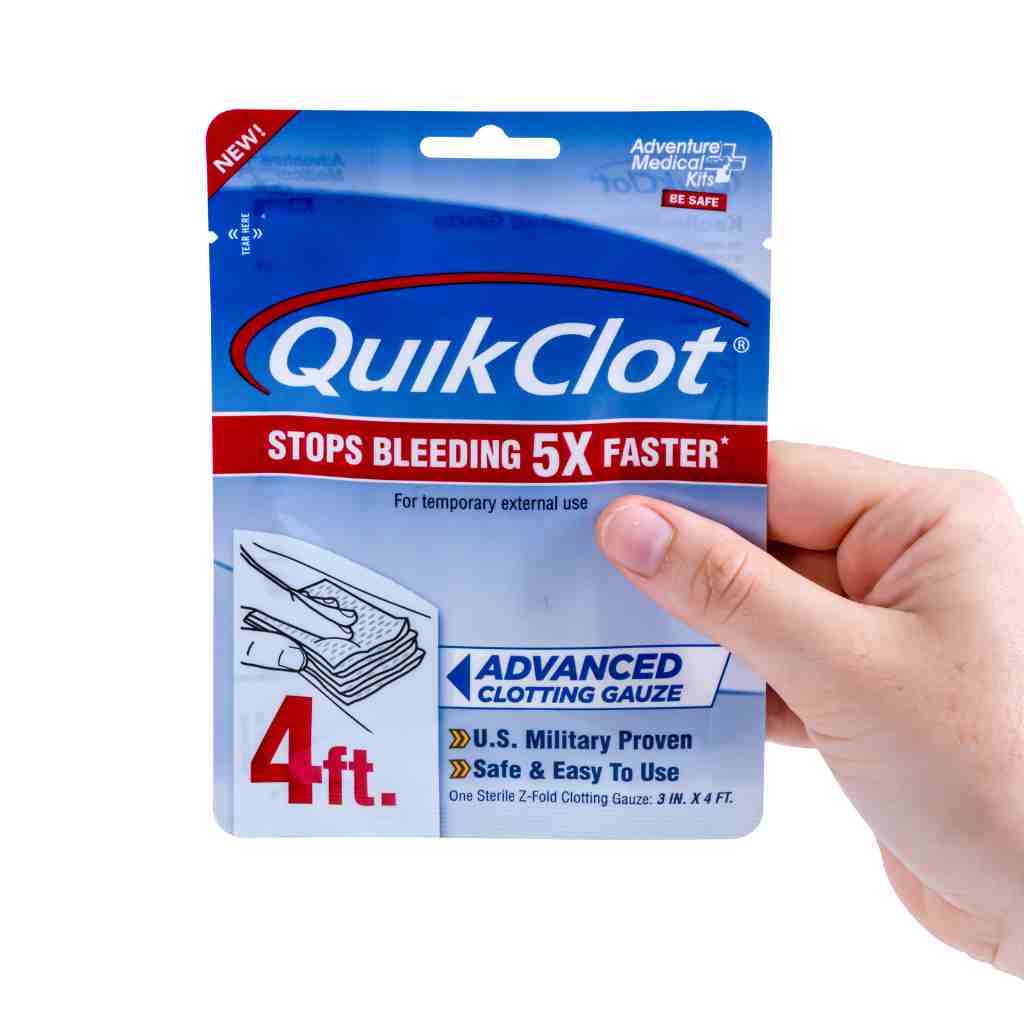 QuikClot Gauze 4 Foot in hand