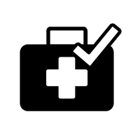 First aid kit with checkmark